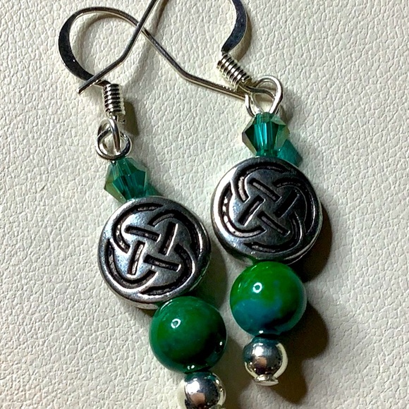 Celtic Blue & Green Earrings. - Picture 2 of 2